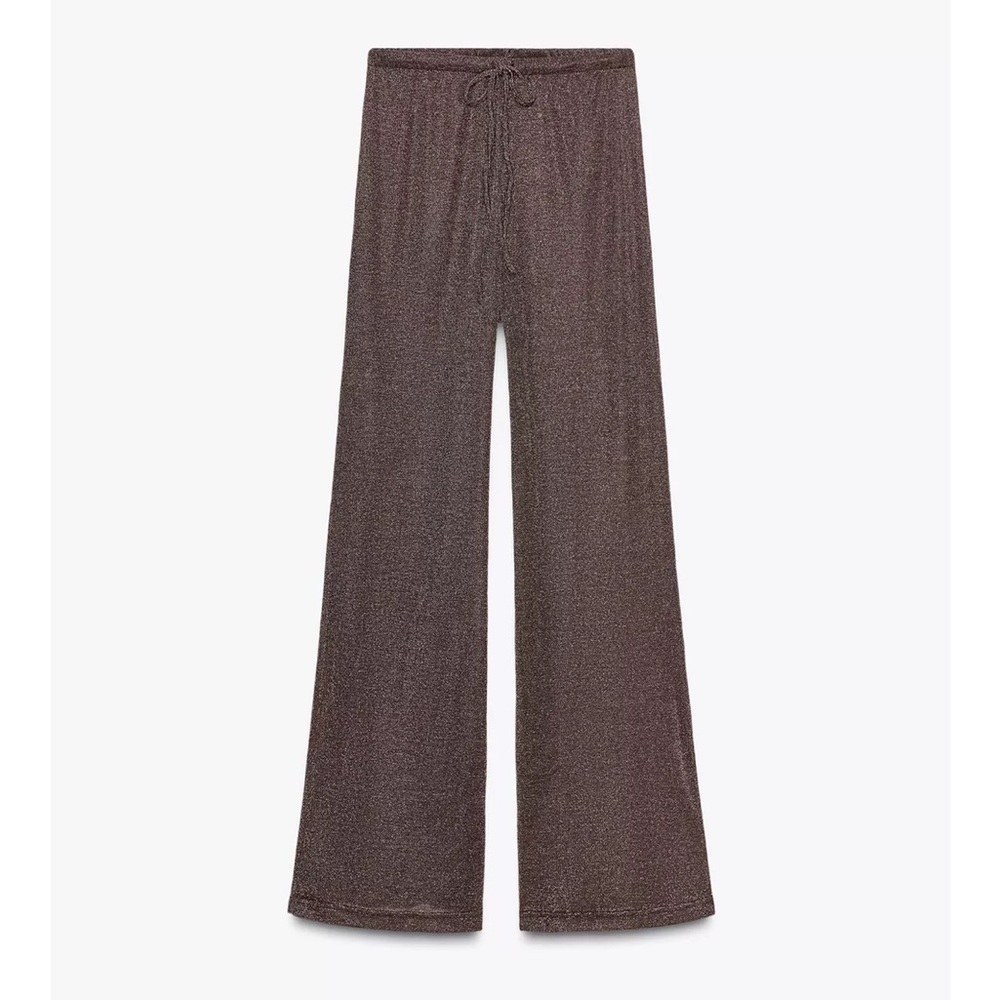 Zara NWT METALLIC THREAD PALAZZO PANTS